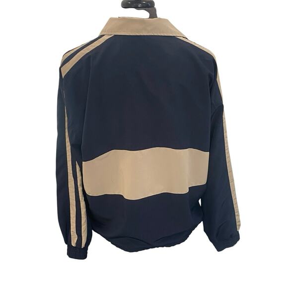 Vangelis Sports Wear Mens Windbreaker Size Large Full Zip Lined Blue Tan Jacket - Picture 3 of 12